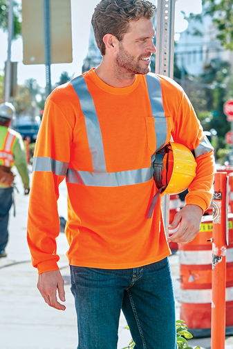 CornerStone® ANSI 107 Class 2 Adult Unisex Long Sleeve Safety T-Shirt